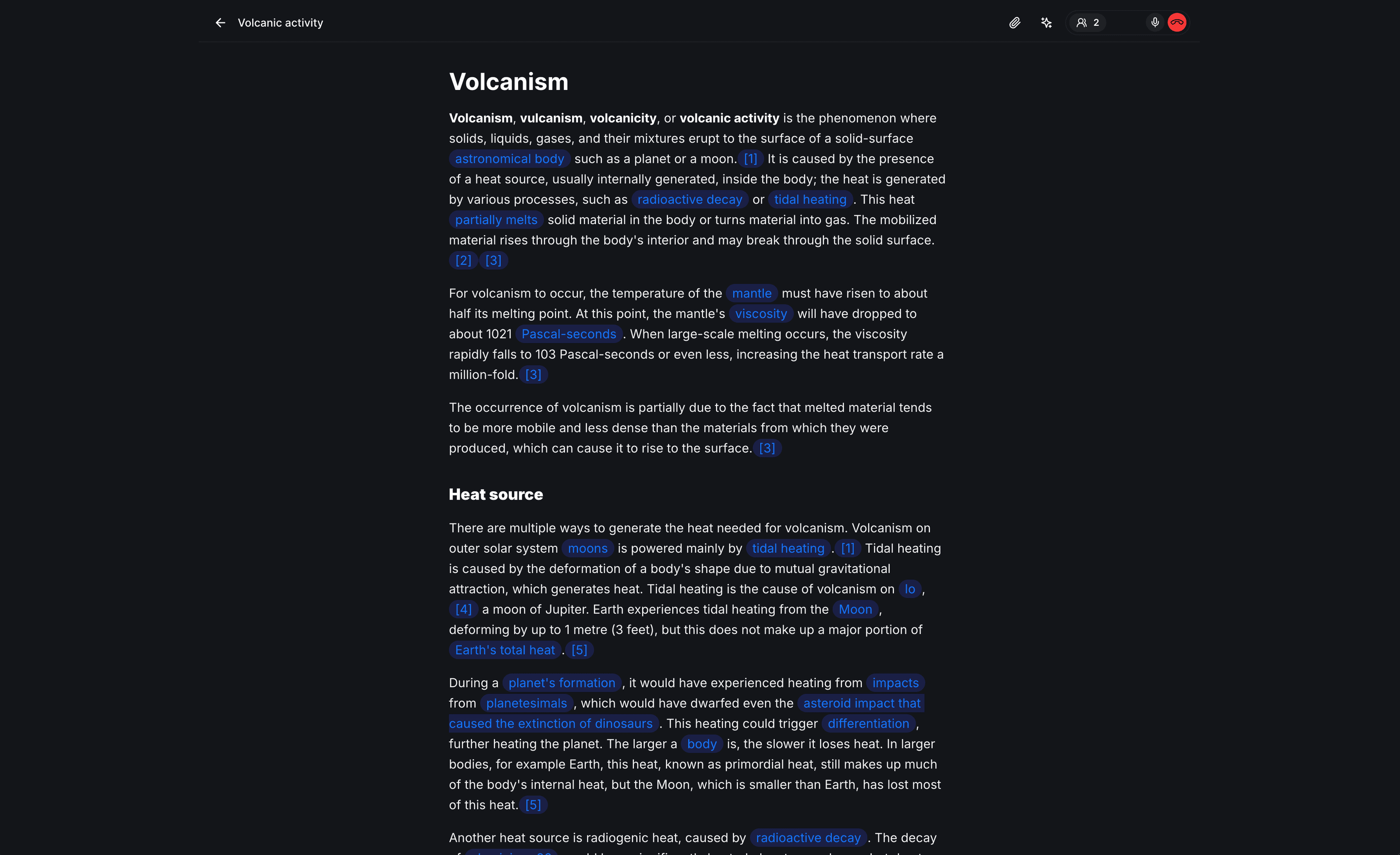A pod on volcanic activity with two classmates on a call